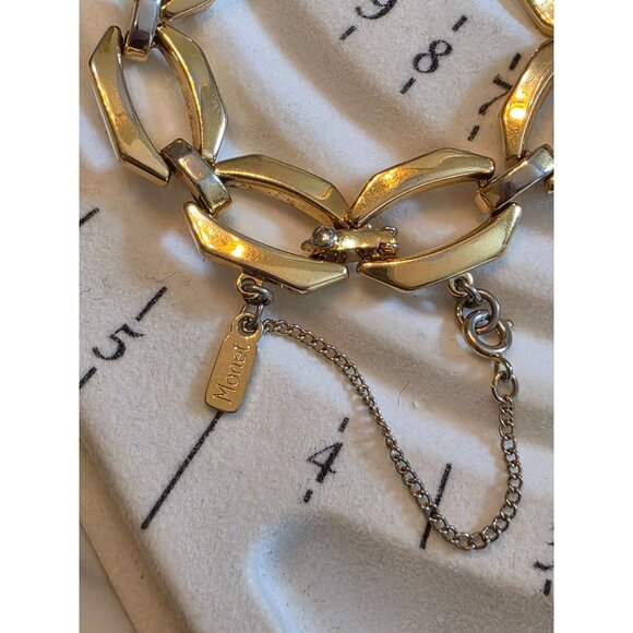 Monet Jewelry - Monet Gold-Tone Link Bracelet With Safety Chain - Vintage Style Jewelry Accessor